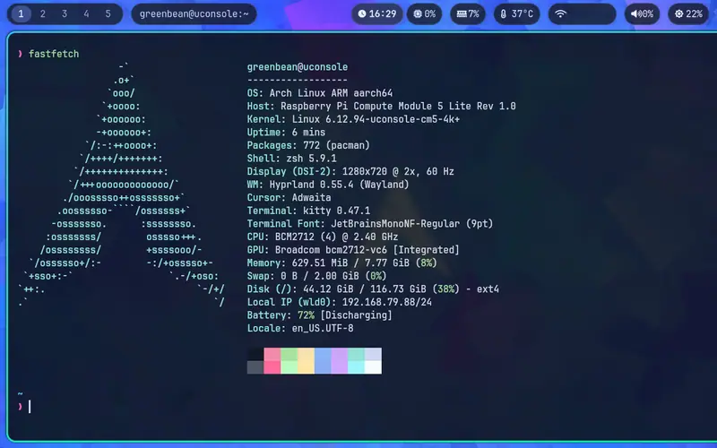 Preview image from ClockworkPi forum for “Arch Linux ARM on the uConsole”