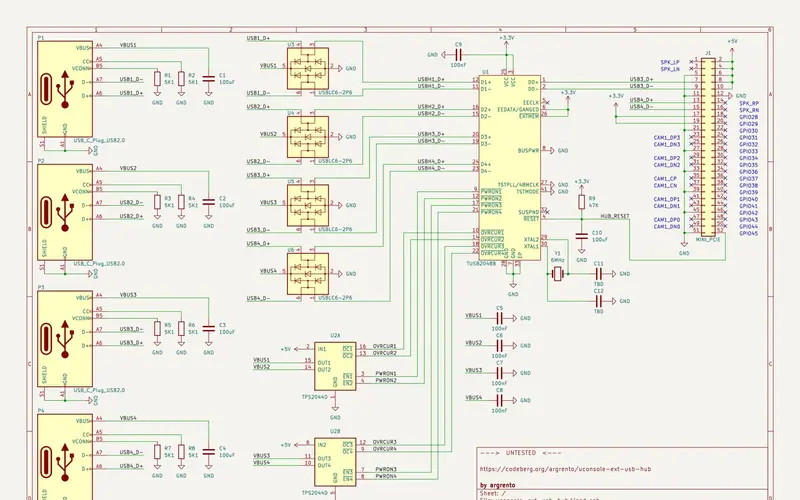 Preview image from ClockworkPi forum for “Four-port USB hub extension board (argz)”