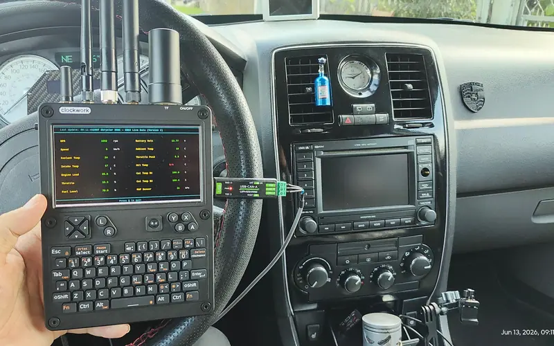 Preview image from ClockworkPi forum for “CAN Gauge — live OBD2 dashboard with a Waveshare USB-CAN-A”