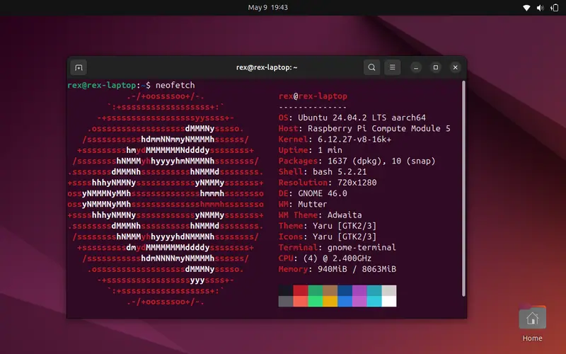 Preview image from ClockworkPi forum for “Rex's Ubuntu 26.04 image”