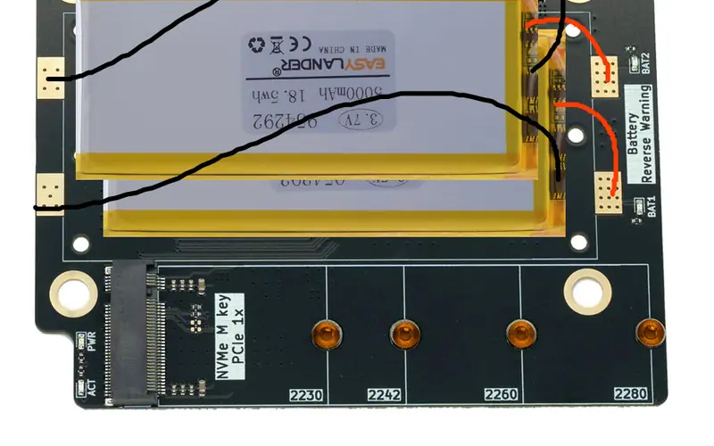 Preview image from ClockworkPi forum for “Two 5,000 mAh pouch cells in parallel”